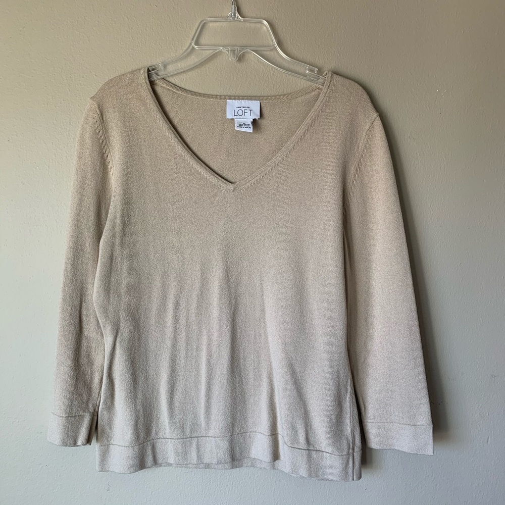 Ann Taylor LOFT V-neck Sweater, Beige M